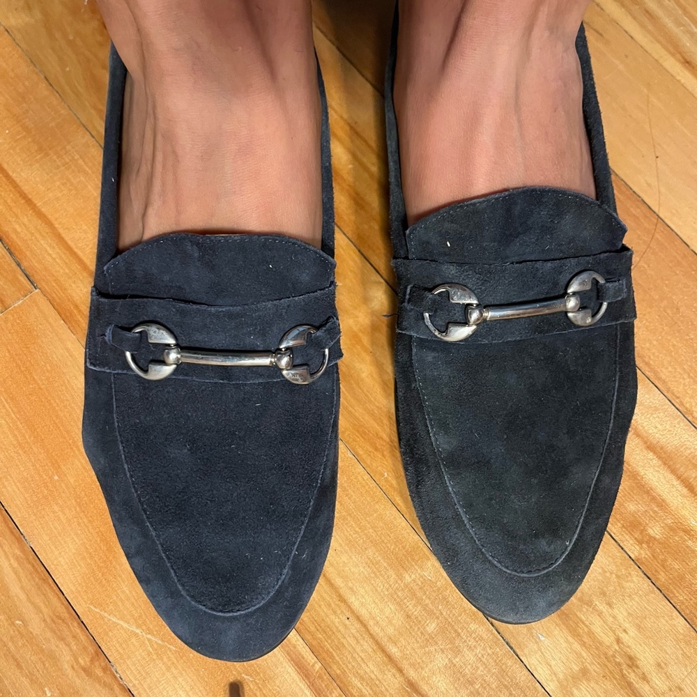 Dark blue suede loafers made in Italy size 42